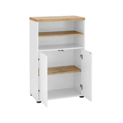 Thessa Wooden Bathroom Storage Cabinet With 2 Doors In White Oak