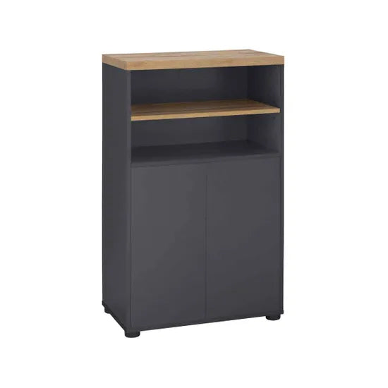 Thessa Wooden Bathroom Storage Cabinet With 2 Doors In Anthracite Oak