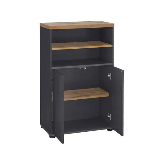 Thessa Wooden Bathroom Storage Cabinet With 2 Doors In Anthracite Oak