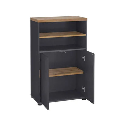 Thessa Wooden Bathroom Storage Cabinet With 2 Doors In Anthracite Oak