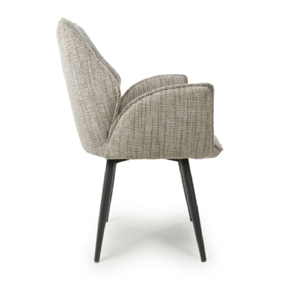 Baltimore Toffee Tweed Fabric Swivel Dining Chairs In Pair