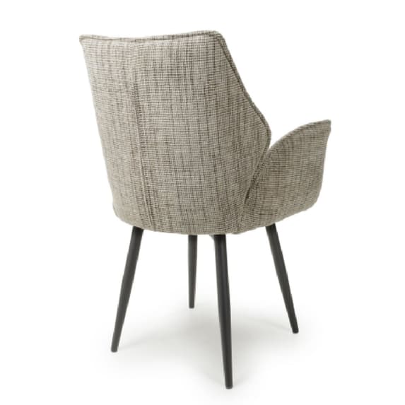 Baltimore Toffee Tweed Fabric Swivel Dining Chairs In Pair