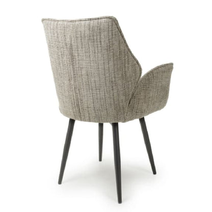 Baltimore Toffee Tweed Fabric Swivel Dining Chairs In Pair