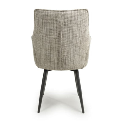 Baltimore Toffee Tweed Fabric Swivel Dining Chairs In Pair