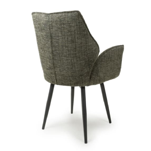 Baltimore Green Tweed Fabric Swivel Dining Chairs In Pair