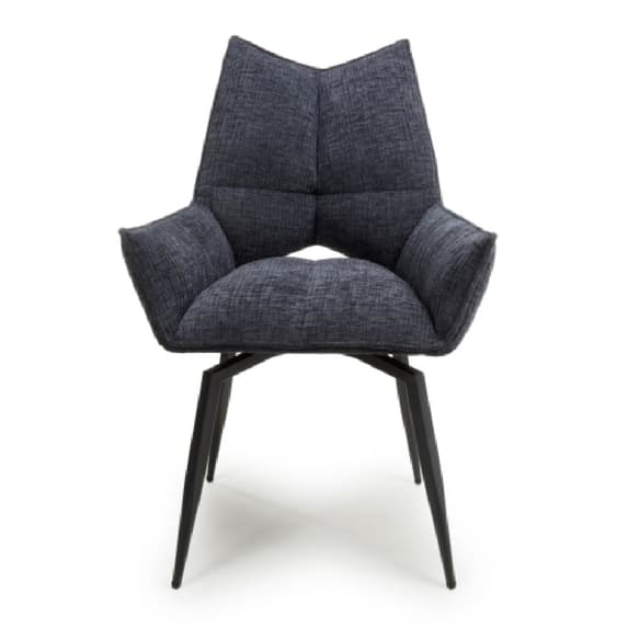 Dakar Charcoal Textured Effect Swivel Dining Chairs In Pair