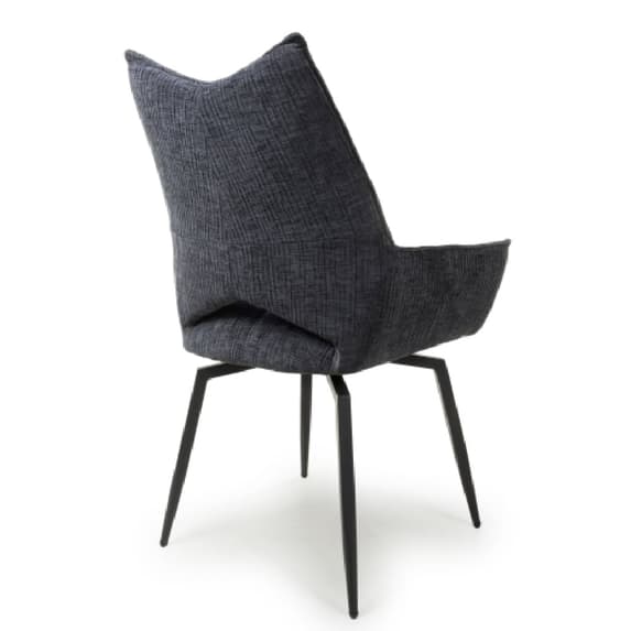 Dakar Charcoal Textured Effect Swivel Dining Chairs In Pair
