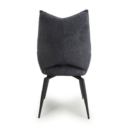 Dakar Charcoal Textured Effect Swivel Dining Chairs In Pair