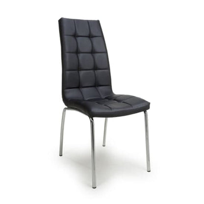Jenner Black Leather Effect Dining Chairs With Chrome Legs In Pair