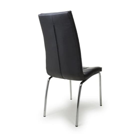 Jenner Black Leather Effect Dining Chairs With Chrome Legs In Pair