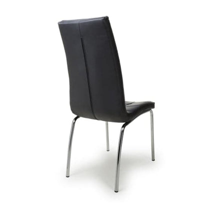 Jenner Black Leather Effect Dining Chairs With Chrome Legs In Pair