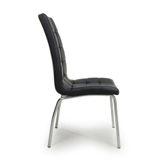Jenner Black Leather Effect Dining Chairs With Chrome Legs In Pair