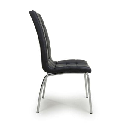 Jenner Black Leather Effect Dining Chairs With Chrome Legs In Pair