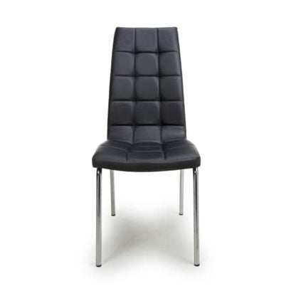 Jenner Black Leather Effect Dining Chairs With Chrome Legs In Pair