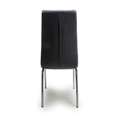 Jenner Black Leather Effect Dining Chairs With Chrome Legs In Pair