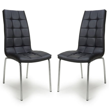Jenner Black Leather Effect Dining Chairs With Chrome Legs In Pair