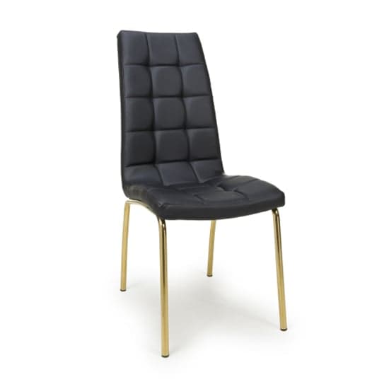 Jenner Black Leather Effect Dining Chairs With Gold Legs In Pair