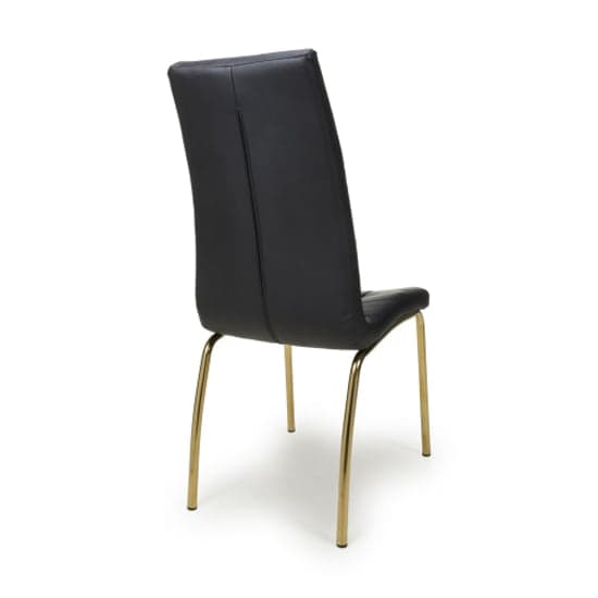 Jenner Black Leather Effect Dining Chairs With Gold Legs In Pair