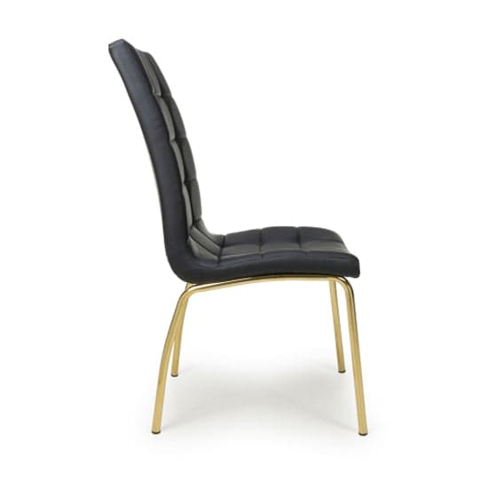 Jenner Black Leather Effect Dining Chairs With Gold Legs In Pair