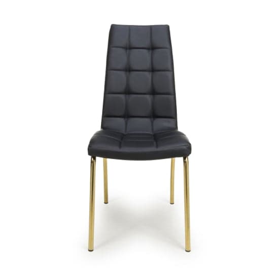Jenner Black Leather Effect Dining Chairs With Gold Legs In Pair