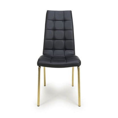 Jenner Black Leather Effect Dining Chairs With Gold Legs In Pair