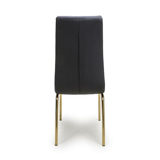 Jenner Black Leather Effect Dining Chairs With Gold Legs In Pair