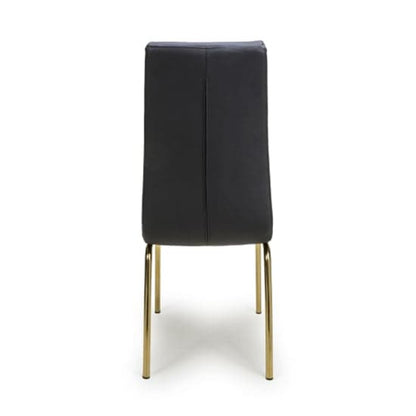 Jenner Black Leather Effect Dining Chairs With Gold Legs In Pair