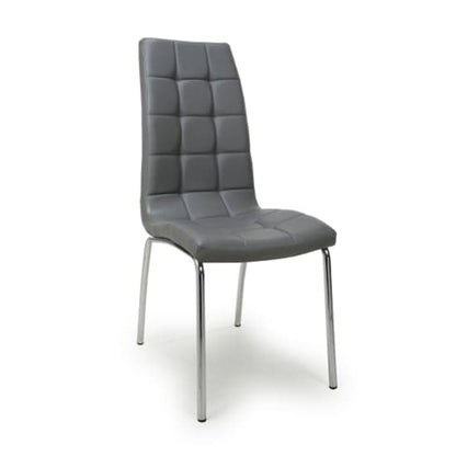 Jenner Grey Leather Effect Dining Chairs With Chrome Legs In Pair