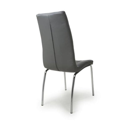 Jenner Grey Leather Effect Dining Chairs With Chrome Legs In Pair