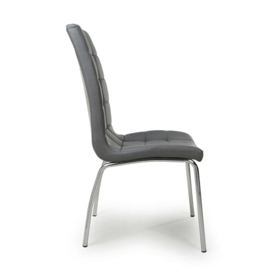 Jenner Grey Leather Effect Dining Chairs With Chrome Legs In Pair