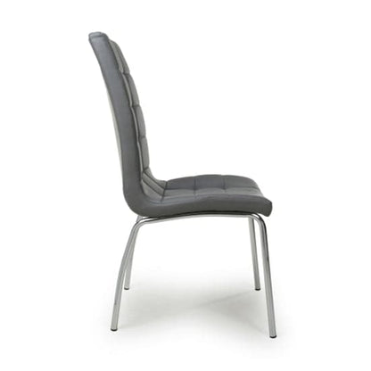 Jenner Grey Leather Effect Dining Chairs With Chrome Legs In Pair