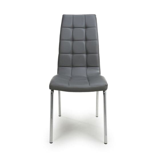 Jenner Grey Leather Effect Dining Chairs With Chrome Legs In Pair
