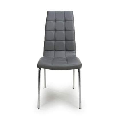 Jenner Grey Leather Effect Dining Chairs With Chrome Legs In Pair