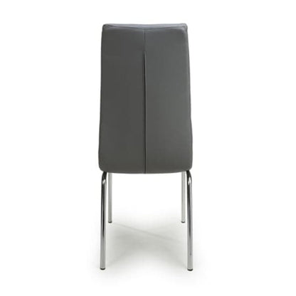 Jenner Grey Leather Effect Dining Chairs With Chrome Legs In Pair