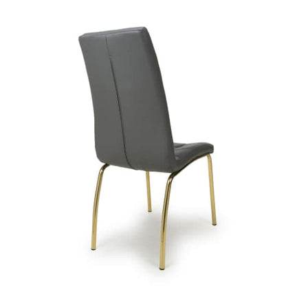 Jenner Grey Leather Effect Dining Chairs With Gold Legs In Pair