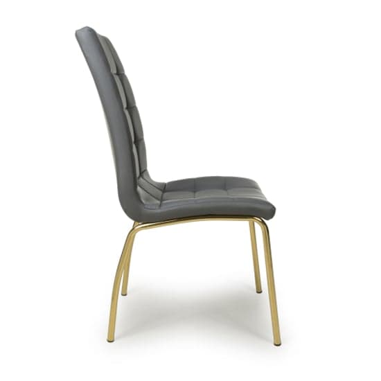Jenner Grey Leather Effect Dining Chairs With Gold Legs In Pair
