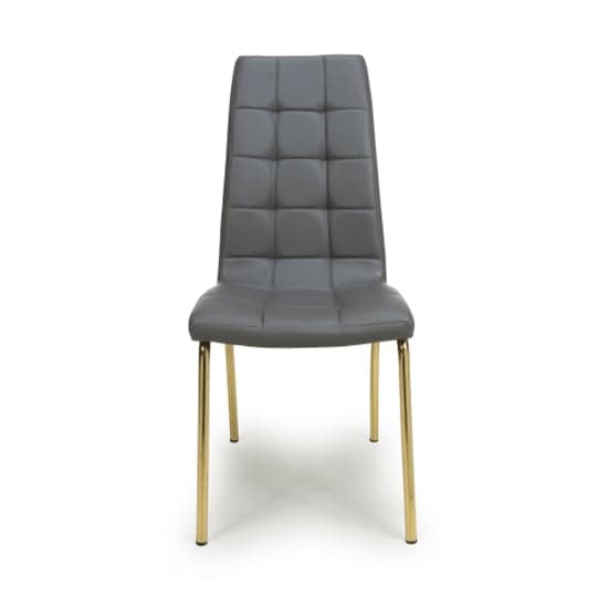 Jenner Grey Leather Effect Dining Chairs With Gold Legs In Pair