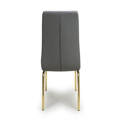 Jenner Grey Leather Effect Dining Chairs With Gold Legs In Pair