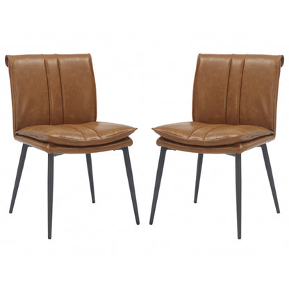 Lansdowne Tan Leather Effect Dining Chairs In Pair