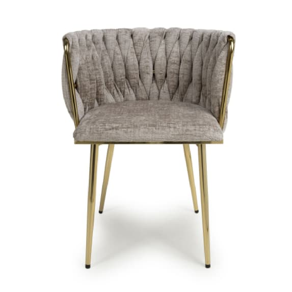 Ontario Mink Chenille Effect Dining Chairs In Pair