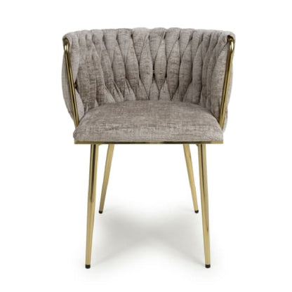 Ontario Mink Chenille Effect Dining Chairs In Pair