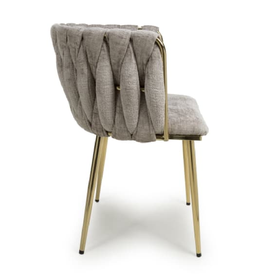 Ontario Mink Chenille Effect Dining Chairs In Pair