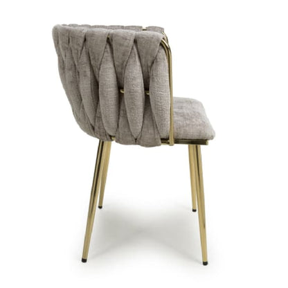 Ontario Mink Chenille Effect Dining Chairs In Pair