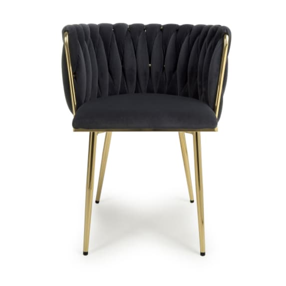 Ontario Black Brushed Velvet Dining Chairs In Pair