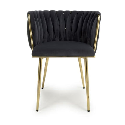 Ontario Black Brushed Velvet Dining Chairs In Pair