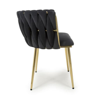 Ontario Black Brushed Velvet Dining Chairs In Pair