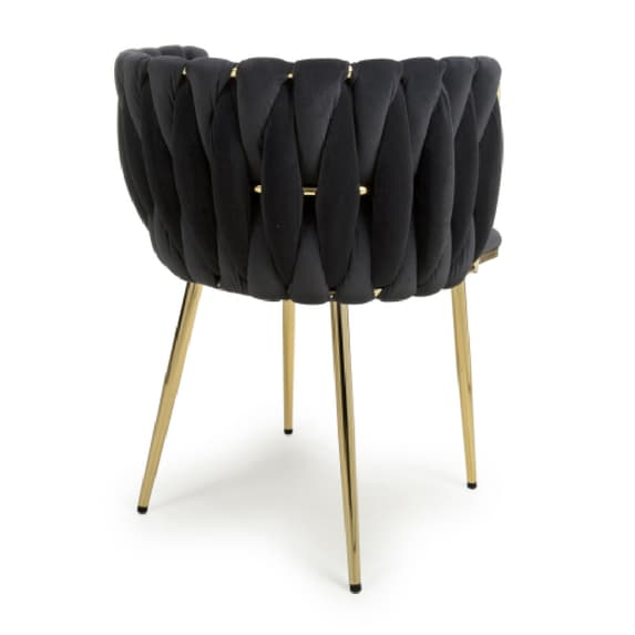 Ontario Black Brushed Velvet Dining Chairs In Pair