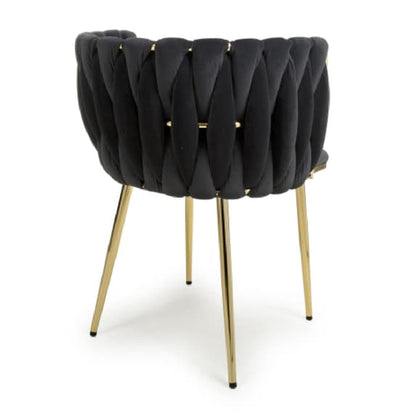 Ontario Black Brushed Velvet Dining Chairs In Pair