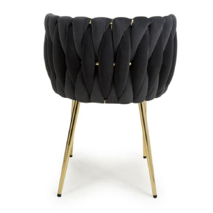 Ontario Black Brushed Velvet Dining Chairs In Pair