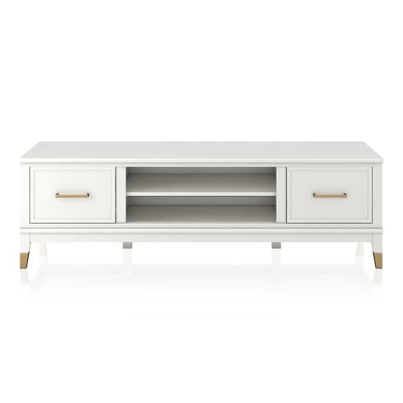 Westerleigh Wooden TV Stand With 2 Doors In White